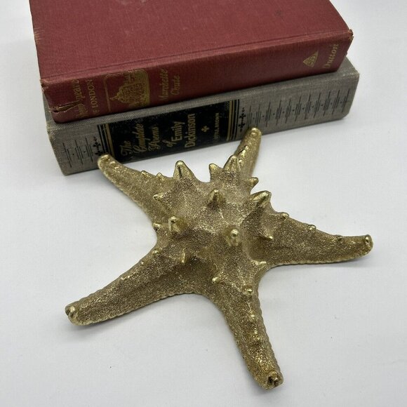 Large 8” Gold Tone Resin Starfish, Beach House, Ocean Coastal Decor - Picture 1 of 6